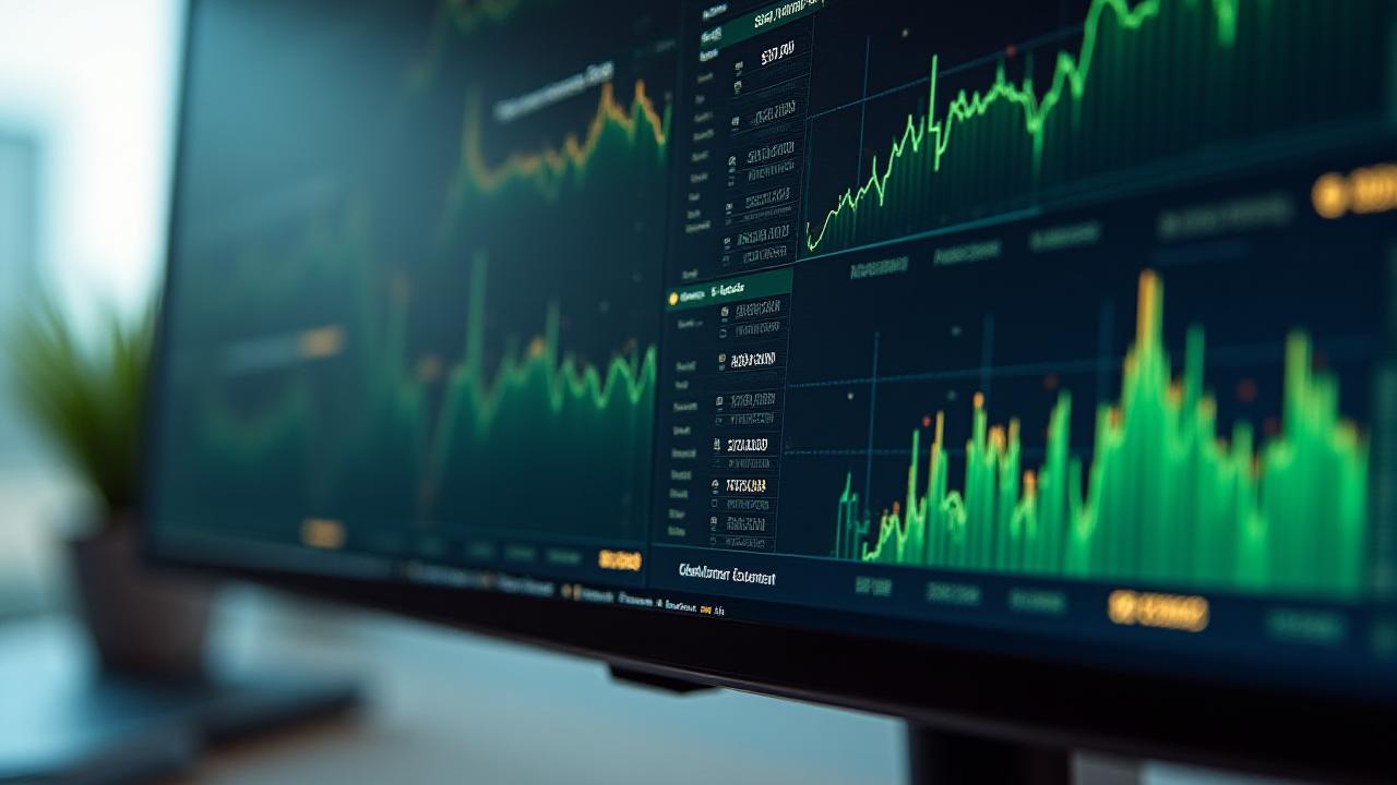 Sophisticated financial analytics dashboard showing predictive growth models and real-time data visualization